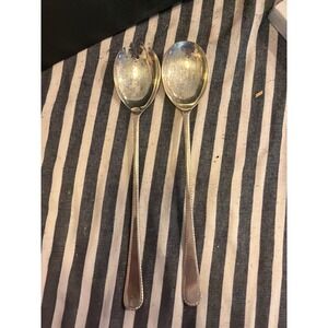 Vintage WA EPNS Sheffield England Silver Plated Beaded Salad Servers 2pc Set